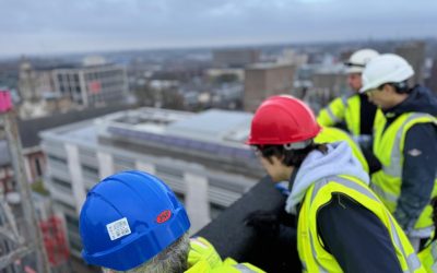 Edward St Student looking over roof